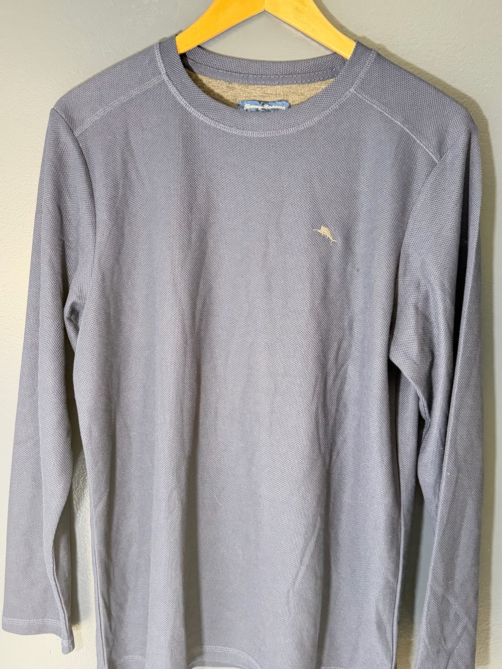 Tommy Bahama Long-Sleeve Crewneck Shirt - Light Gray with Embroidered Logo